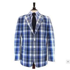 O'Connells Authentic Cotton Madras Plaid Gingham Sport Coat Blazer Mens 40R